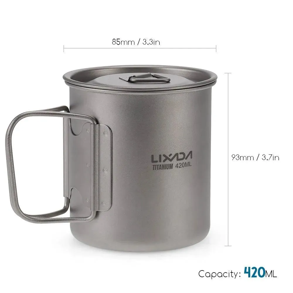 🥤 Lixada Ultralight Titanium Cup Mug | 300/350/550/650ml Outdoor Water Cup for Camping & Picnic | Foldable Handle, Durable Tableware ☕