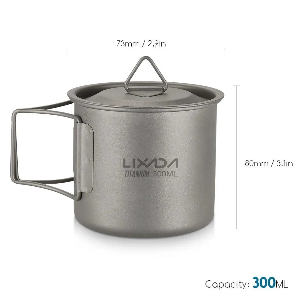 🥤 Lixada Ultralight Titanium Cup Mug | 300/350/550/650ml Outdoor Water Cup for Camping & Picnic | Foldable Handle, Durable Tableware ☕