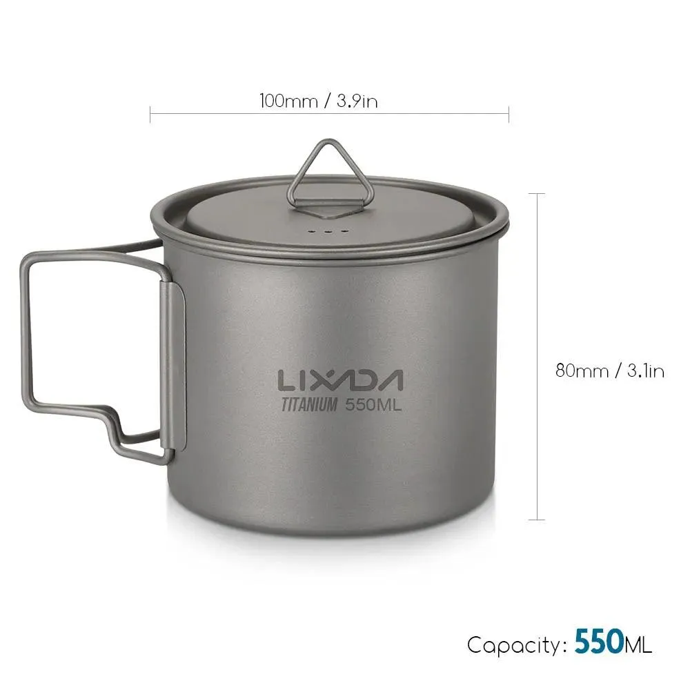 🥤 Lixada Ultralight Titanium Cup Mug | 300/350/550/650ml Outdoor Water Cup for Camping & Picnic | Foldable Handle, Durable Tableware ☕