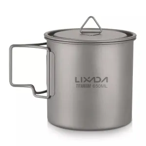 🥤 Lixada Ultralight Titanium Cup Mug | 300/350/550/650ml Outdoor Water Cup for Camping & Picnic | Foldable Handle, Durable Tableware ☕