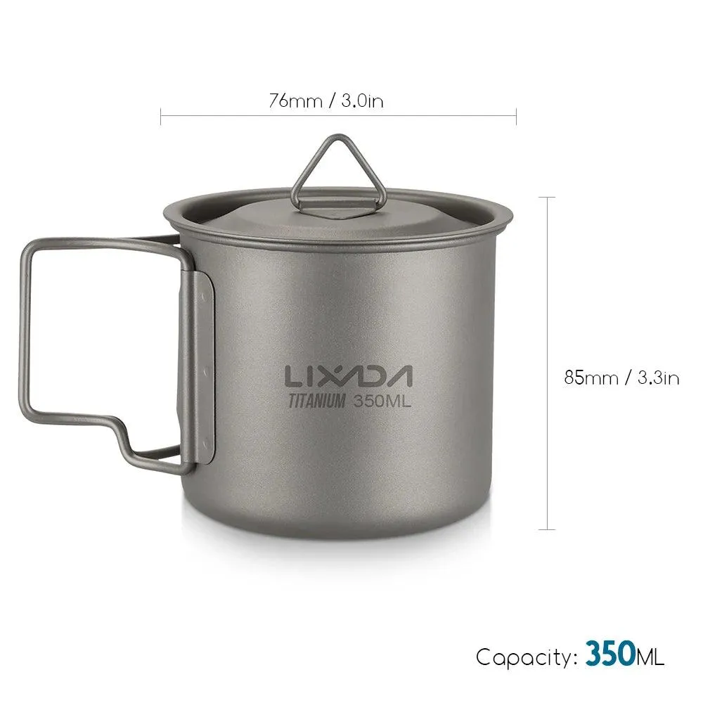 🥤 Lixada Ultralight Titanium Cup Mug | 300/350/550/650ml Outdoor Water Cup for Camping & Picnic | Foldable Handle, Durable Tableware ☕