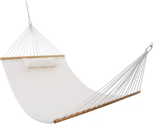 13 Feet Double Hammock with Pillow, Extra Large 2-Person UV Quilted Fabric