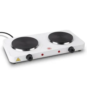 2000W Double Electric Burner Portable Hot Plate 2 Burners 5 Temperature Control White