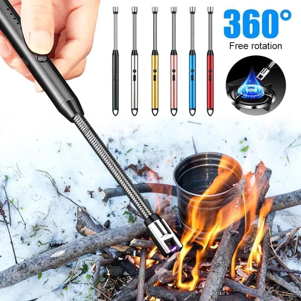 Arc Lighter Electric Rechargeable Gas Lighter - USB, Flameless, Windproof, 360° Flexible Neck