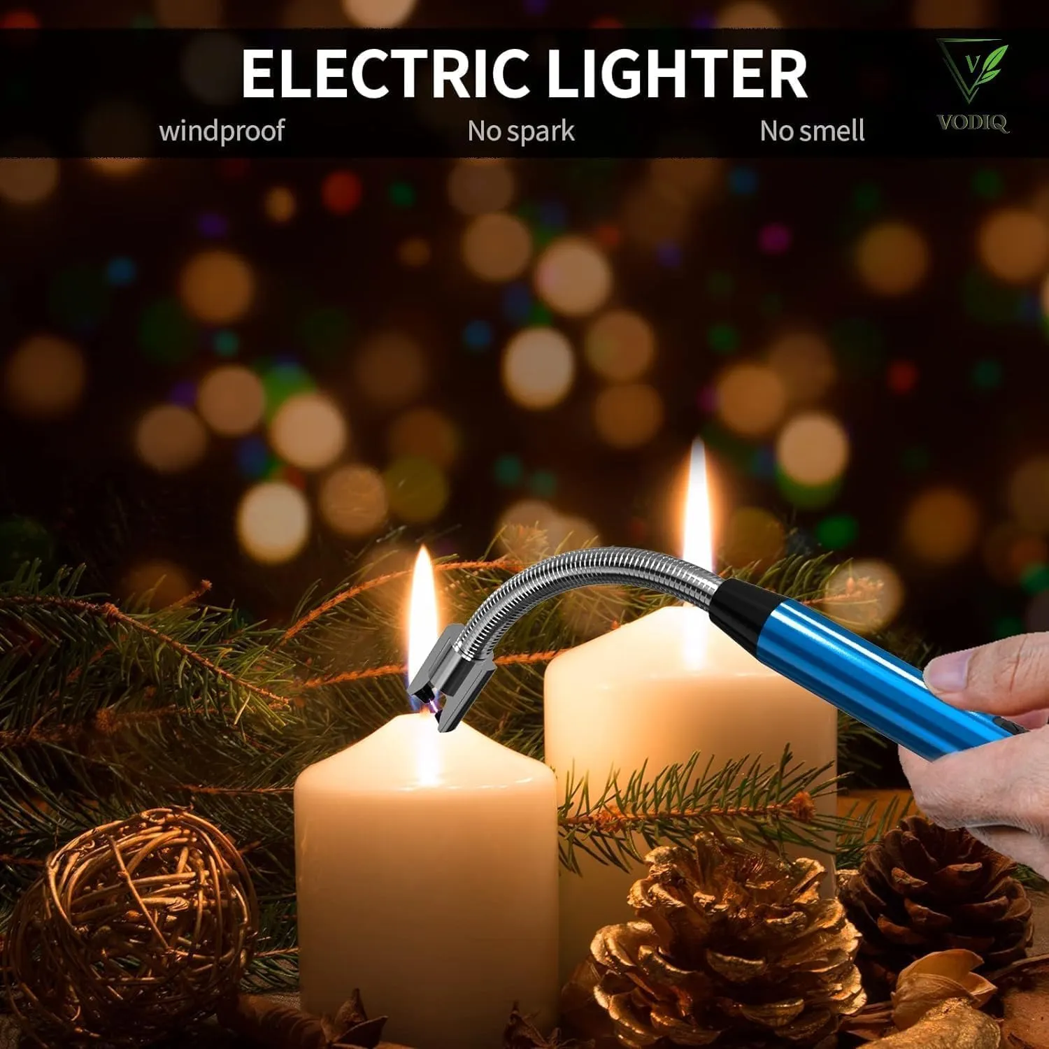 Arc Lighter Electric Rechargeable Gas Lighter - USB, Flameless, Windproof, 360° Flexible Neck