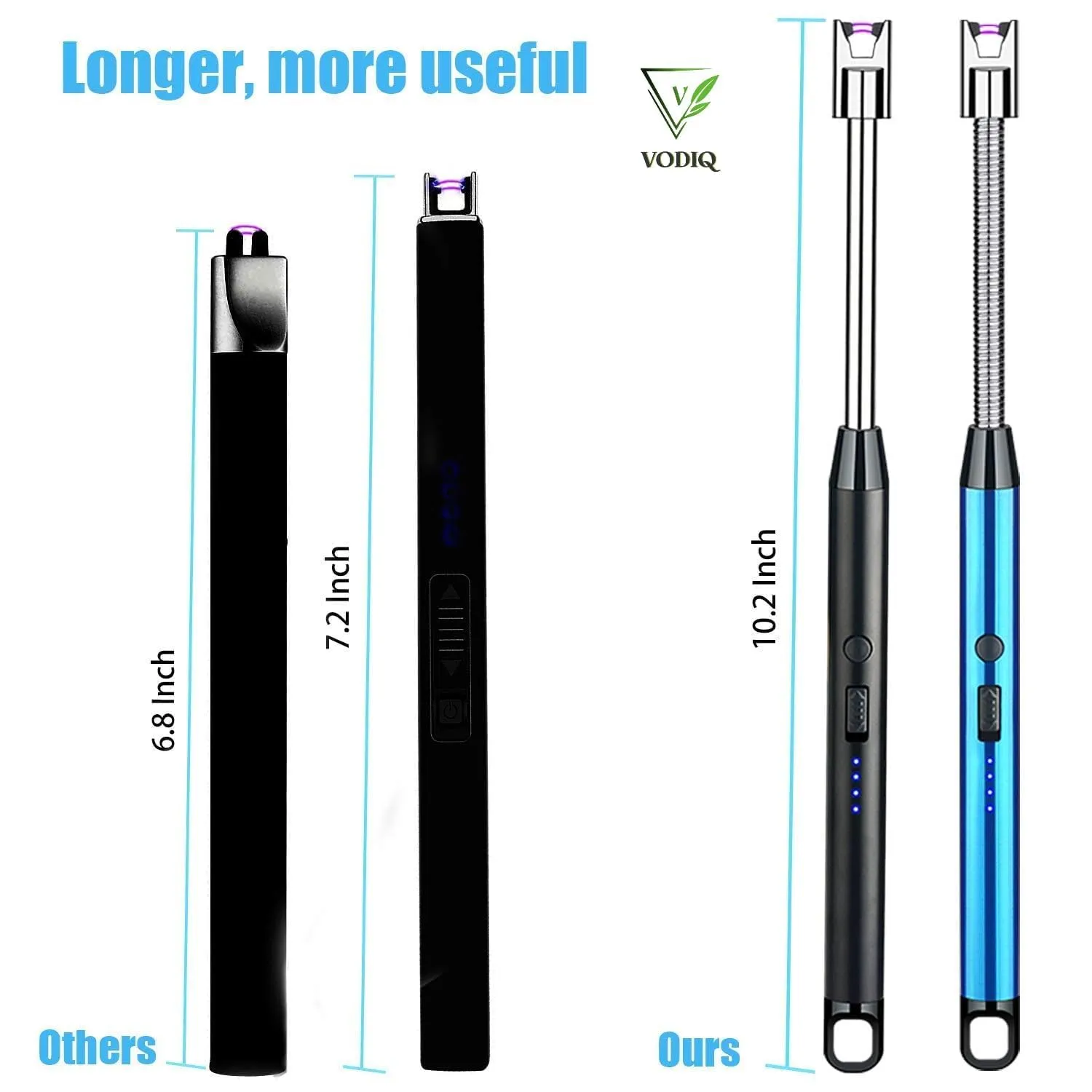 Arc Lighter Electric Rechargeable Gas Lighter - USB, Flameless, Windproof, 360° Flexible Neck