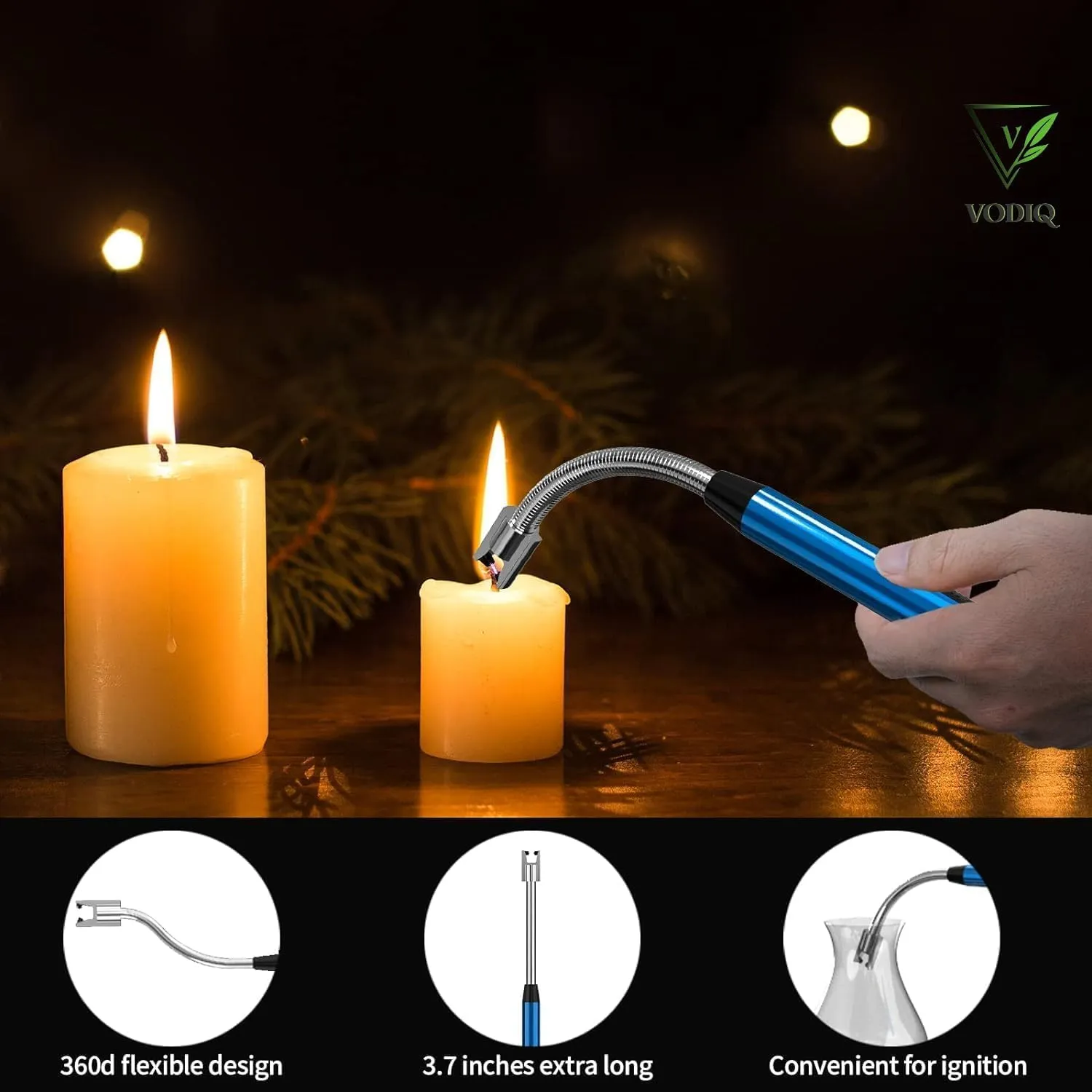 Arc Lighter Electric Rechargeable Gas Lighter - USB, Flameless, Windproof, 360° Flexible Neck