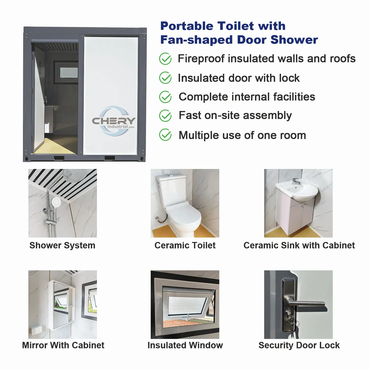 [AS-IS] Portable Toilet with Shower, Fan-shaped Door Shower