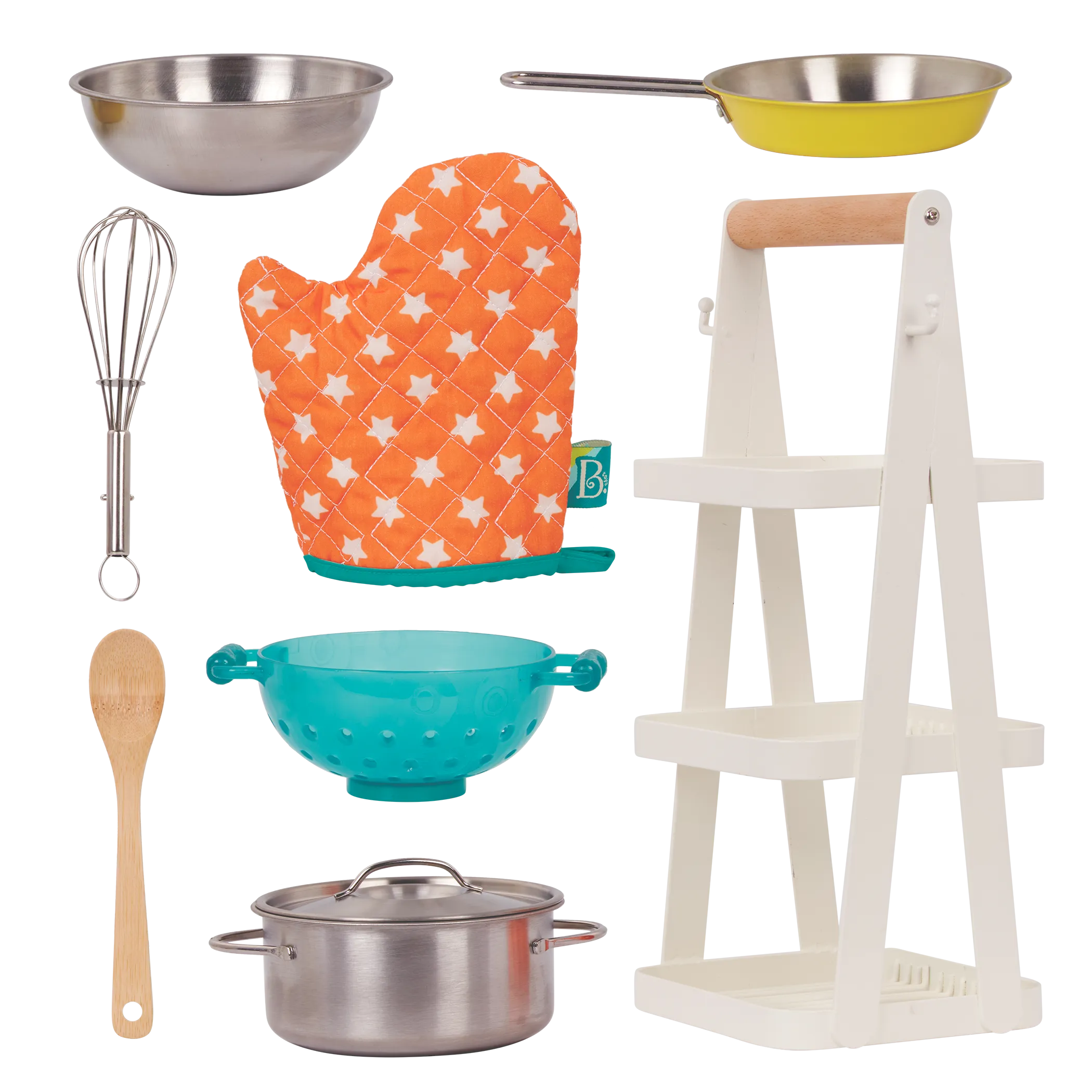 B. toys - Mini Chef Pots & Pans With Storage Rack