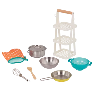 B. toys - Mini Chef Pots & Pans With Storage Rack