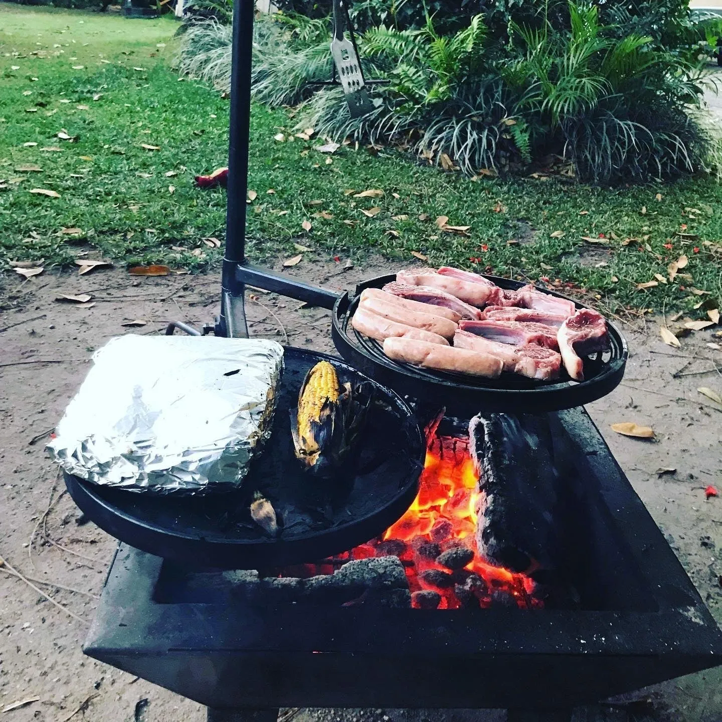 Backyard Pit with Hot Plate & Grill and Accessories