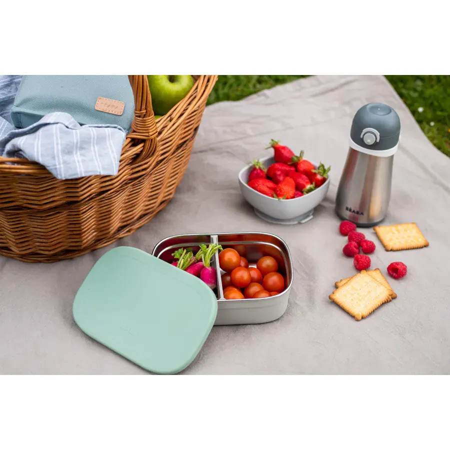 Beaba Stainless Steel Lunch Box Velvet (Grey/Sage Green)