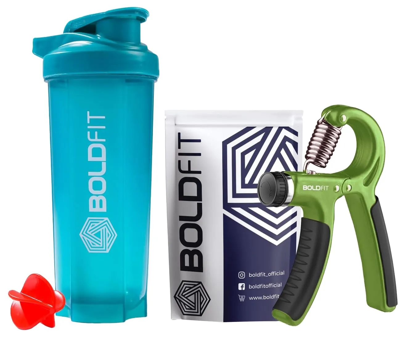 Boldfit Gym Shaker for Protein Shake Green-700 Ml, Plastic, Pack of 1 Adjustable Hand Grip Strengthener - Army Green (60Kg)