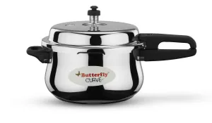 Butterfly Curve 5.5 Litres Stainless Steel Pressure Cooker, Outer Lid, Induction & Gas Stove Compatible, ISI Certified