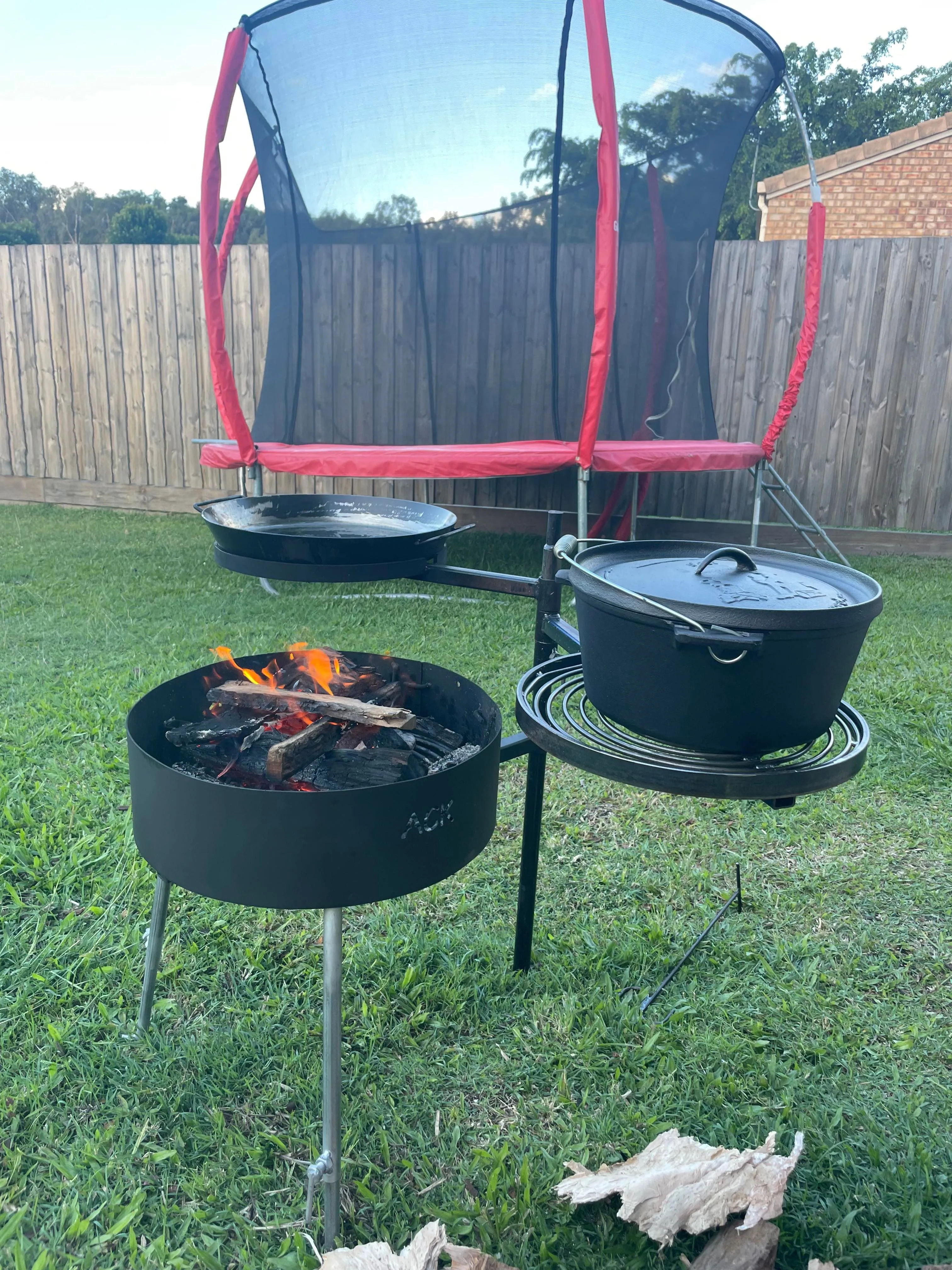 Camping Fire Pit, Grill, BBQ Pan & Cradle