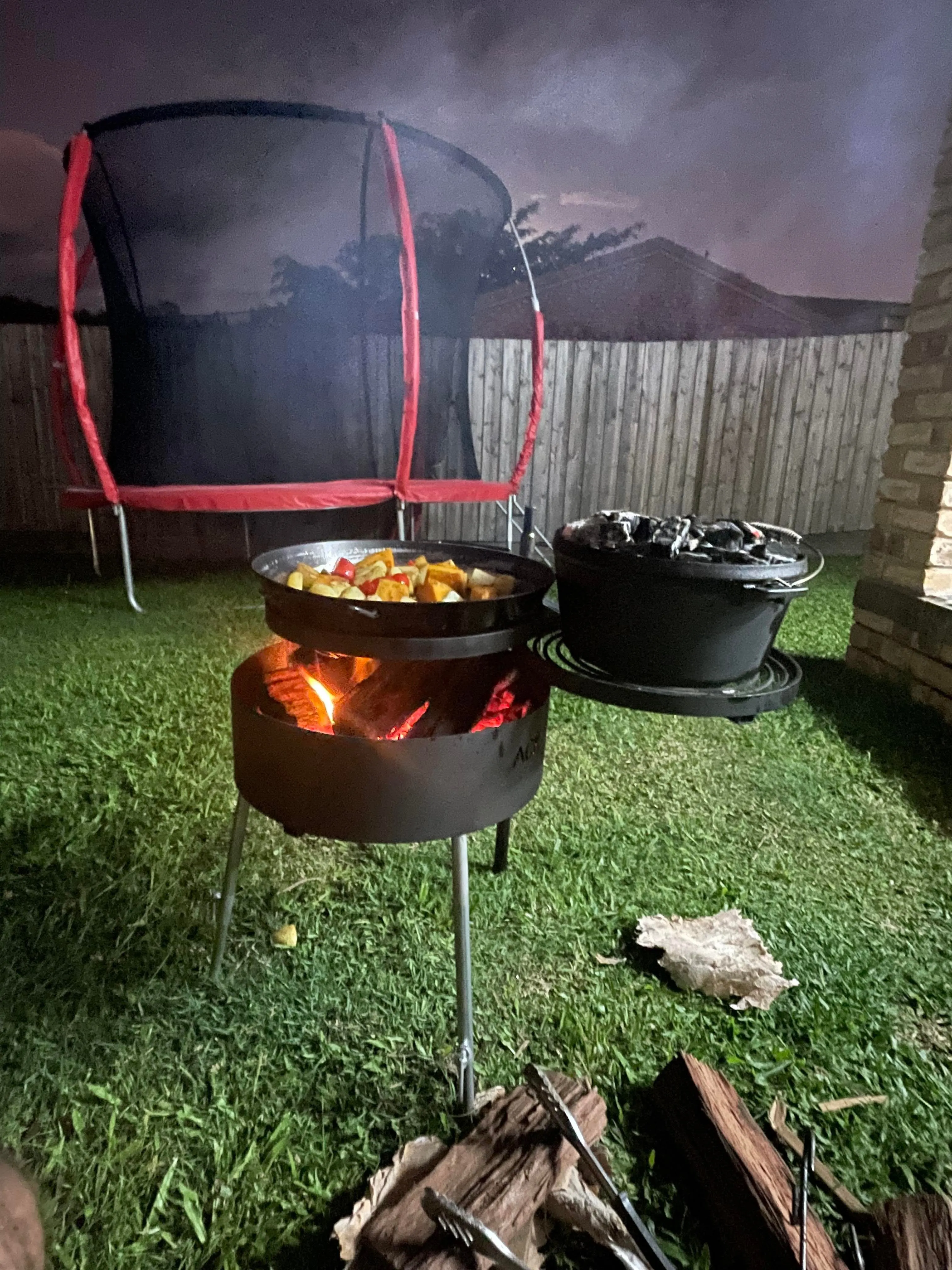 Camping Fire Pit, Grill, BBQ Pan & Cradle