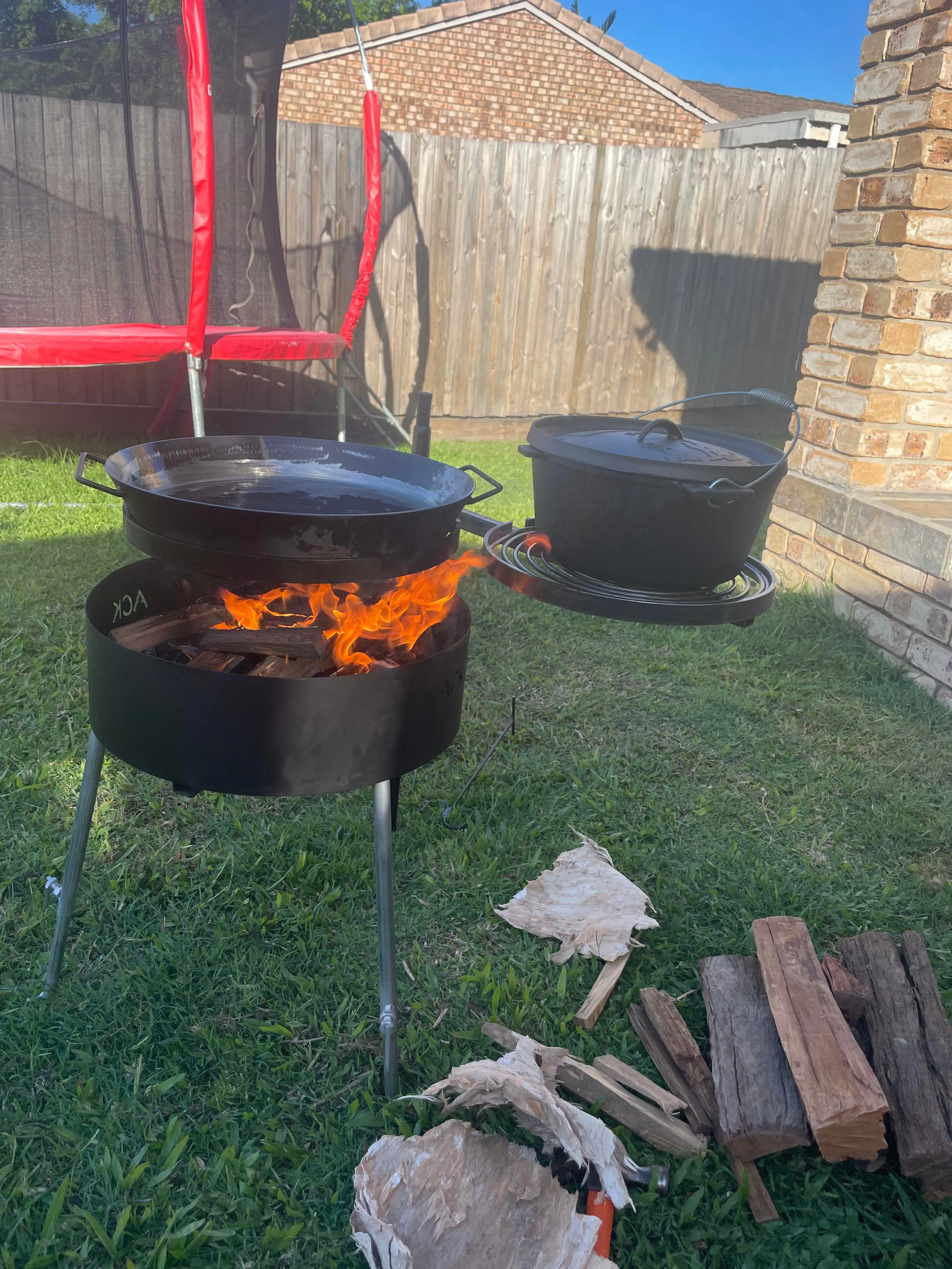 Camping Fire Pit, Grill, BBQ Pan & Cradle