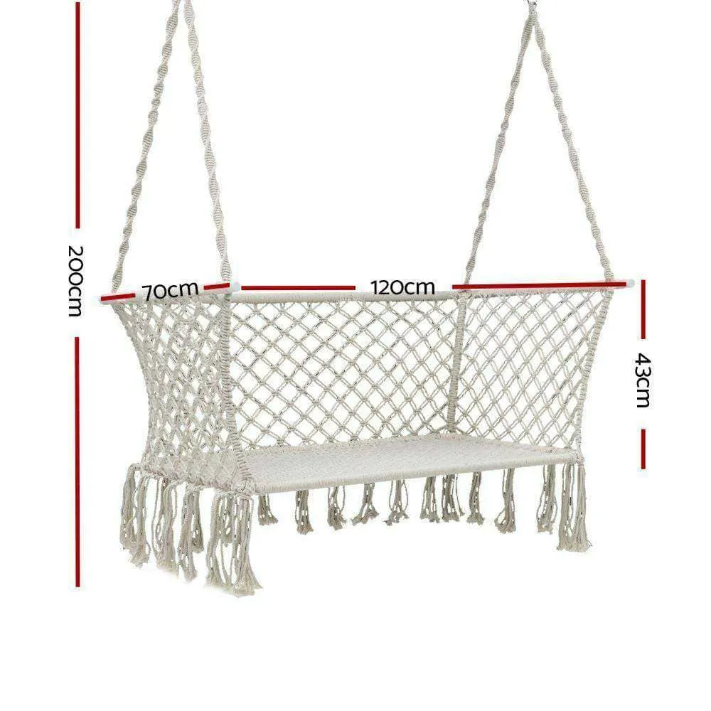 Camping Hammock Chair Patio Swing Hammocks Portable Cotton Rope Cream