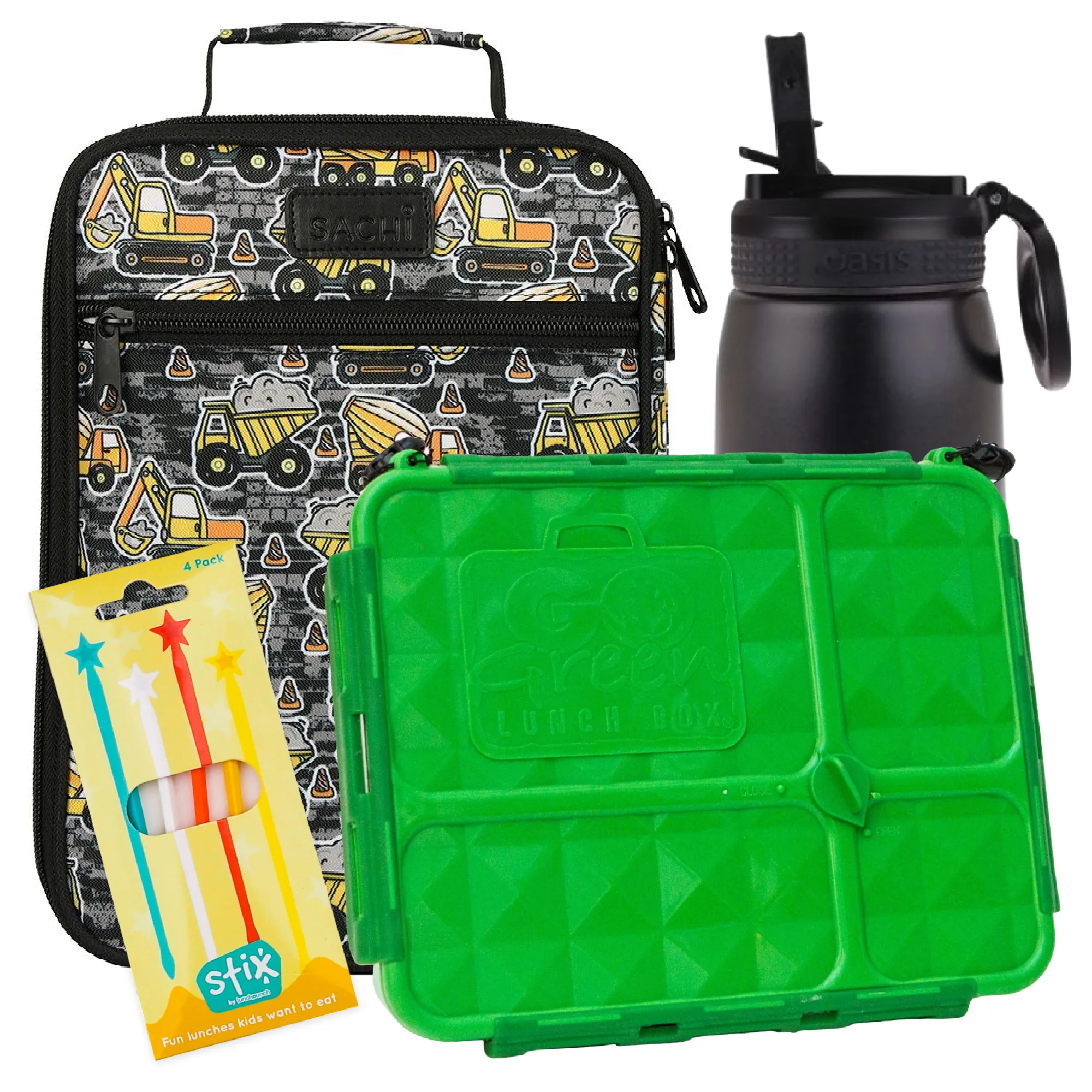 Construction Zone Lunch Box, Bag & Bottle Bundle - Bonus STIX!