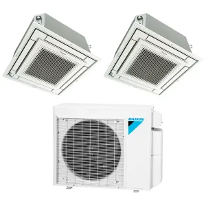 Daikin 2-Zone Ceiling Cassette Ductless Mini-Split 18000 BTU Heat Pump Air Conditioner 9k   15k - 16 SEER2