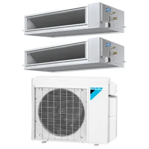 Daikin 2-Zone Concealed Ducted Hyper Heat Mini-Split 18000 BTU Heat Pump Air Conditioner 9k   12k - 14.3 SEER2