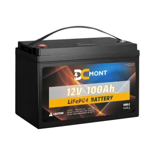 DC MONT 100Ah 12V Lithium Battery LiFePO4 Phosphate Deep Cycle Rechargeable