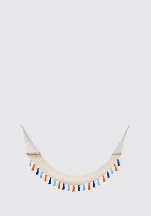 Deluxe Natural Cotton Hammock with Hue Inspired Tassels (Wooden Bar)