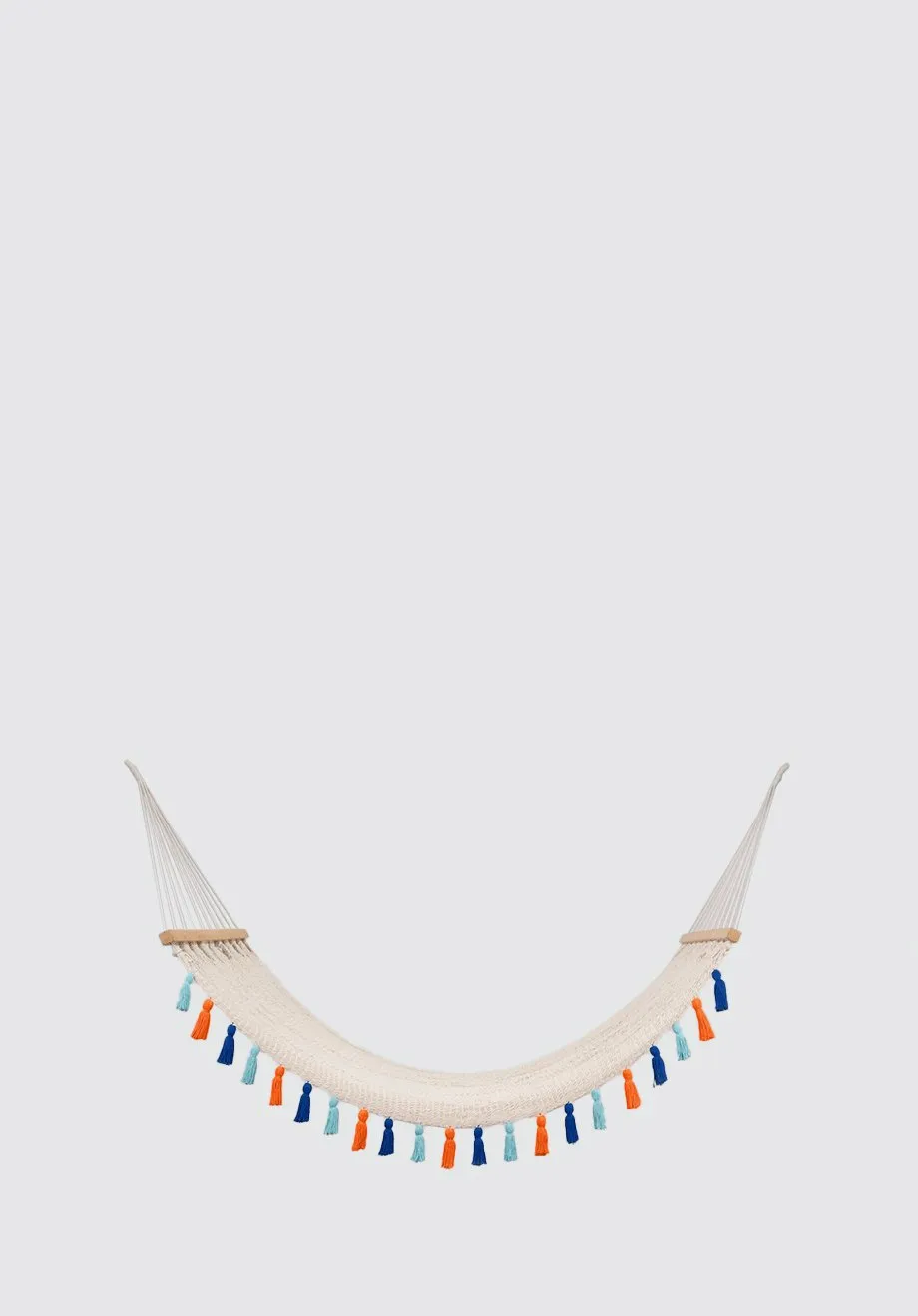 Deluxe Natural Cotton Hammock with Hue Inspired Tassels (Wooden Bar)