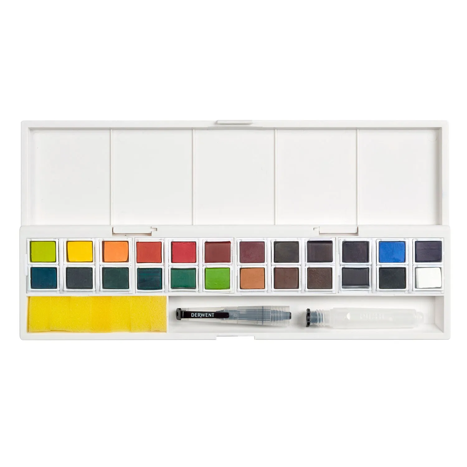 Derwent Inktense Paint Pan Studio Set - 24 Half Pans   Waterbrush