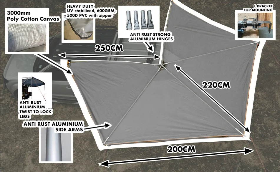 Extended Ventura Deluxe 1.4 Roof Top Tent   270 Awning (IN STOCK)