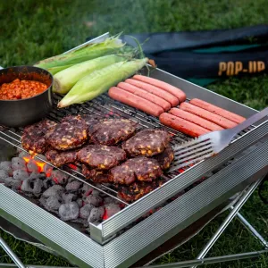 Fireside Outdoor Pop-Up Fire Pit Tri-Fold Grill Grate