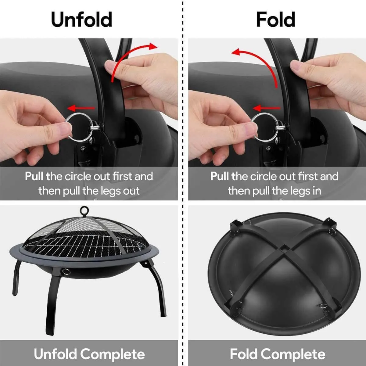 Foldable Outdoor Terrace Fire Pit Grill