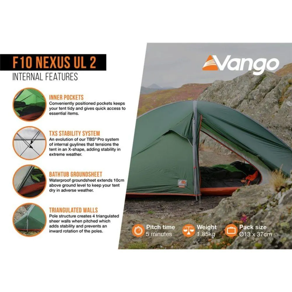 Force Ten (F10) Nexus UL 2 Tent - 2 Man Lightweight Tent