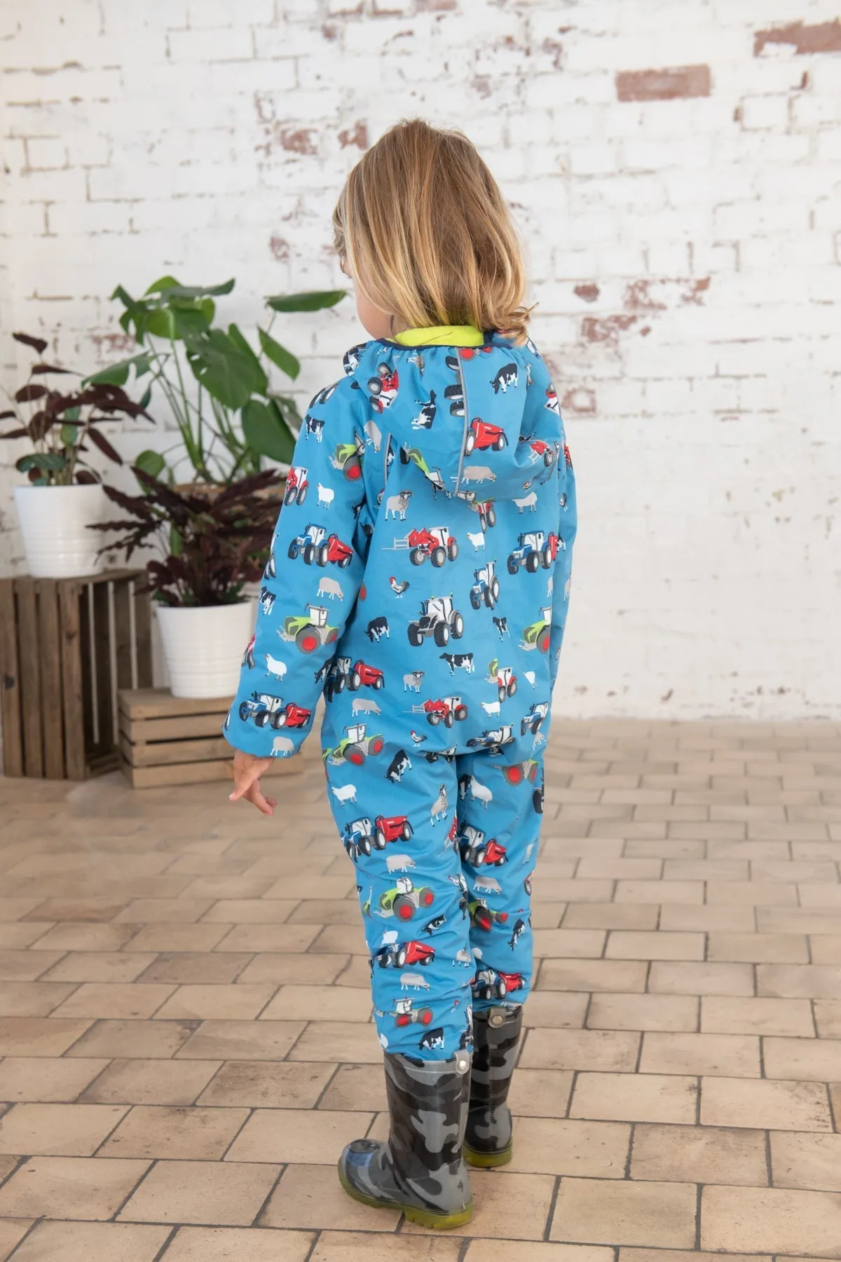 Jamie Puddlesuit - Blue Farm Print