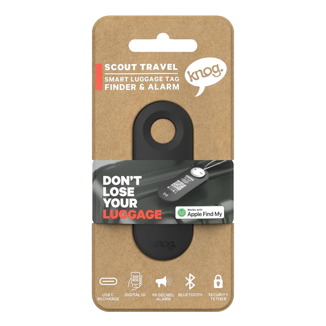 KNOG Scout - Smart Black Luggage Tag with Integrated Tracker