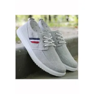 Men Fasionable Lace Up Closure Anti Slip Rubber Sole Canvas Shoes - C15007KMMS