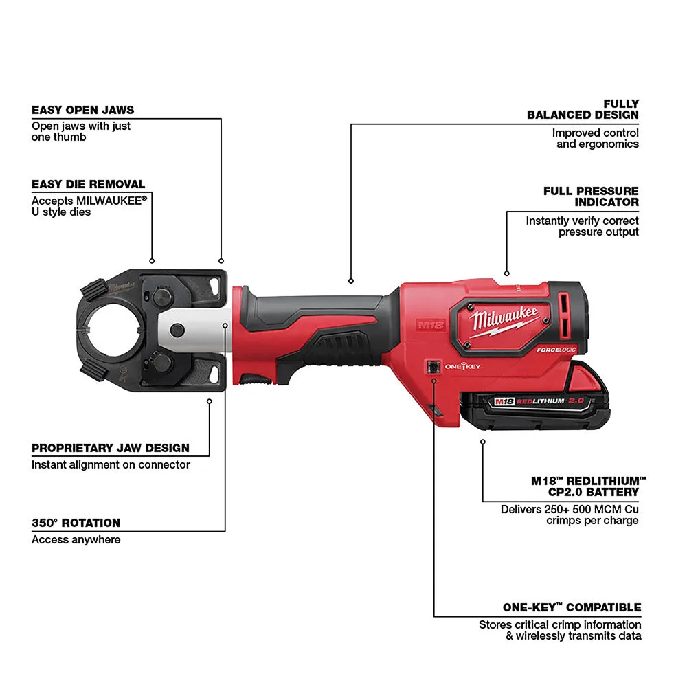 Milwaukee 2679-22 M18 FORCE LOGIC 600 MCM Crimper Kit