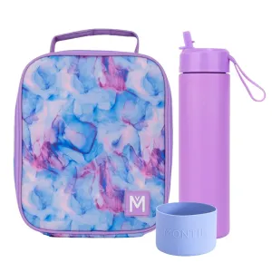 MontiiCo Large Lunch Bag & Sipper Bottle Bundle - Bonus Bumper! - Aurora