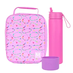 MontiiCo Large Lunch Bag & Sipper Bottle Bundle - Bonus Bumper! - Friends Forever