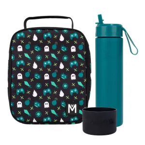 MontiiCo Large Lunch Bag & Sipper Bottle Bundle - Bonus Bumper! - Game On