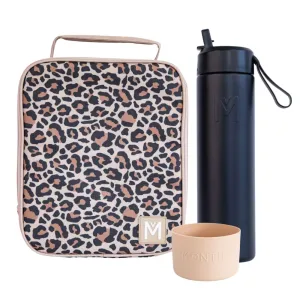 MontiiCo Large Lunch Bag & Sipper Bottle Bundle - Bonus Bumper! - Safari