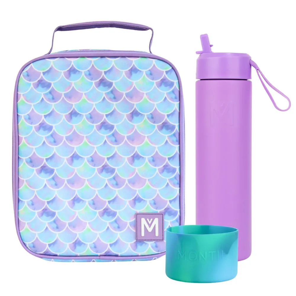 MontiiCo Large Lunch Bag & Sipper Bottle Bundle - Bonus Bumper! - Sea Shine