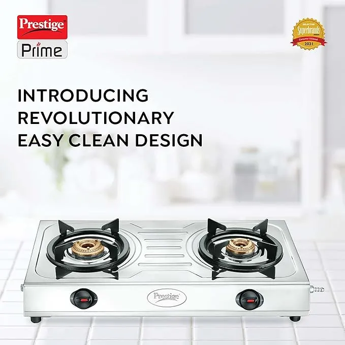 Prestige Prime 2 Burner Stainless Steel Gas Stove