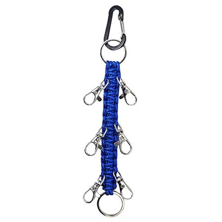 Royal Blue NGIL Glitter Paracord Cheer Hairbow Holder for Backpack, Dance Team Hairbow Keychain with Carabiner