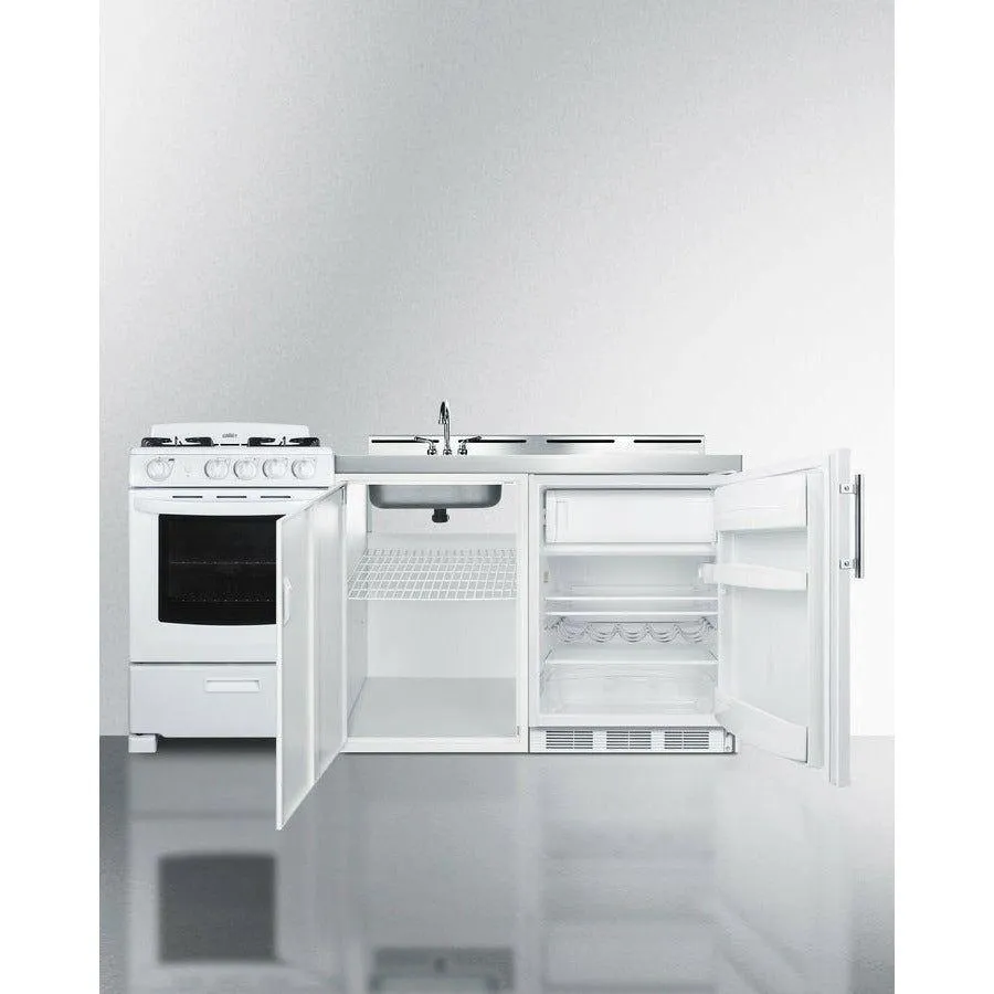 Summit 72 in. Wide All-in-One Kitchenette with Gas Range - ACK72GASW