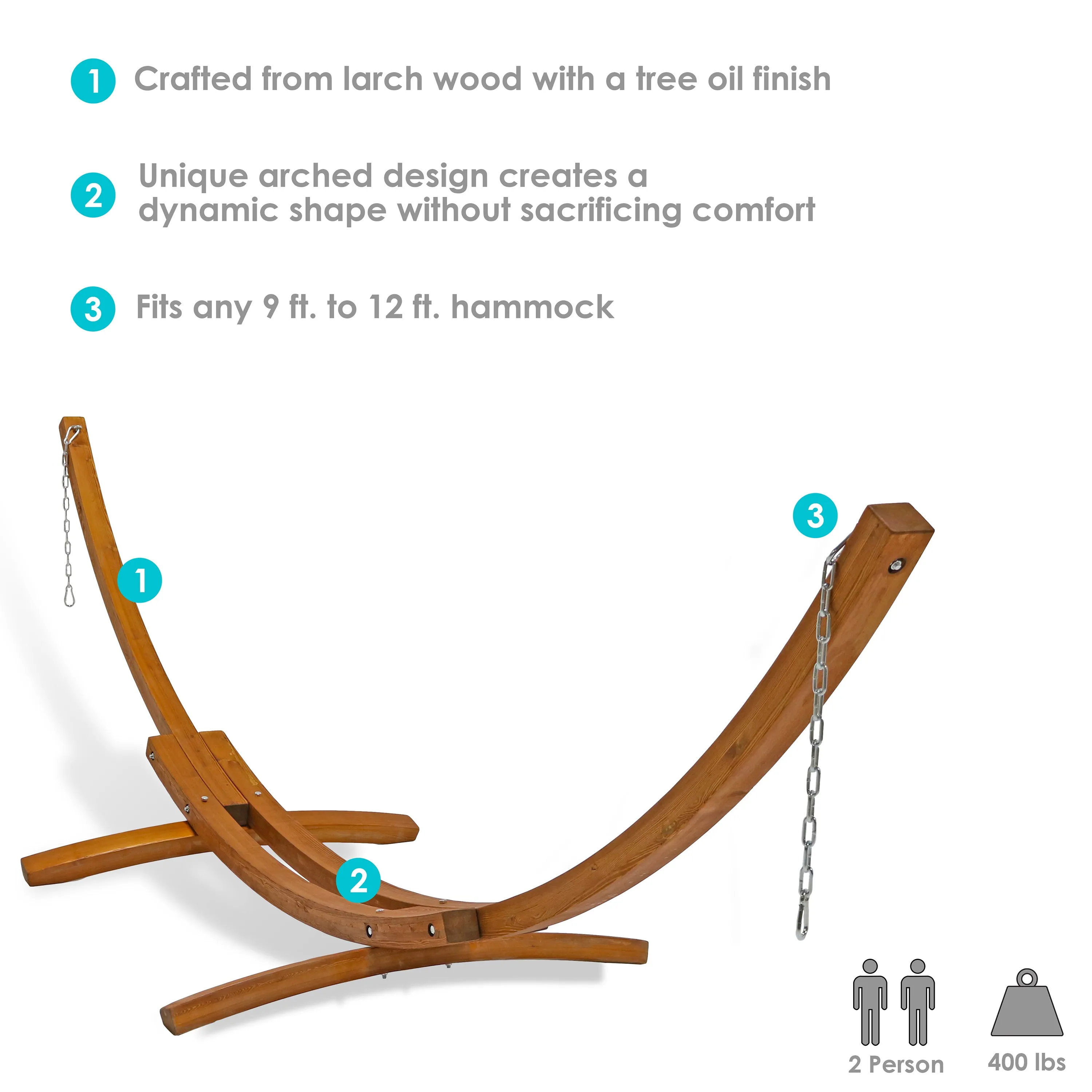 Sunnydaze Solid Wooden Curved Arc Hammock Stand