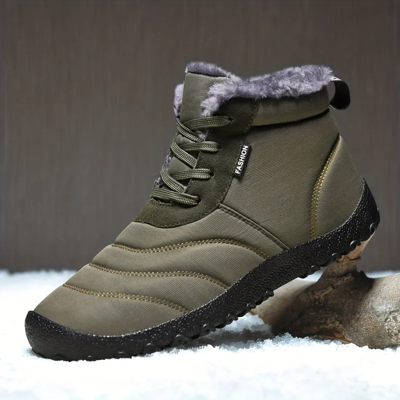 Thermal Insulated Snow Hiking Boots for Men - Waterproof, Windproof, Fuzzy Lined, Warm, and Comfortable Winter Shoes for Outdoor Activities - Ideal for Hiking, Trekking, and Snowshoeing