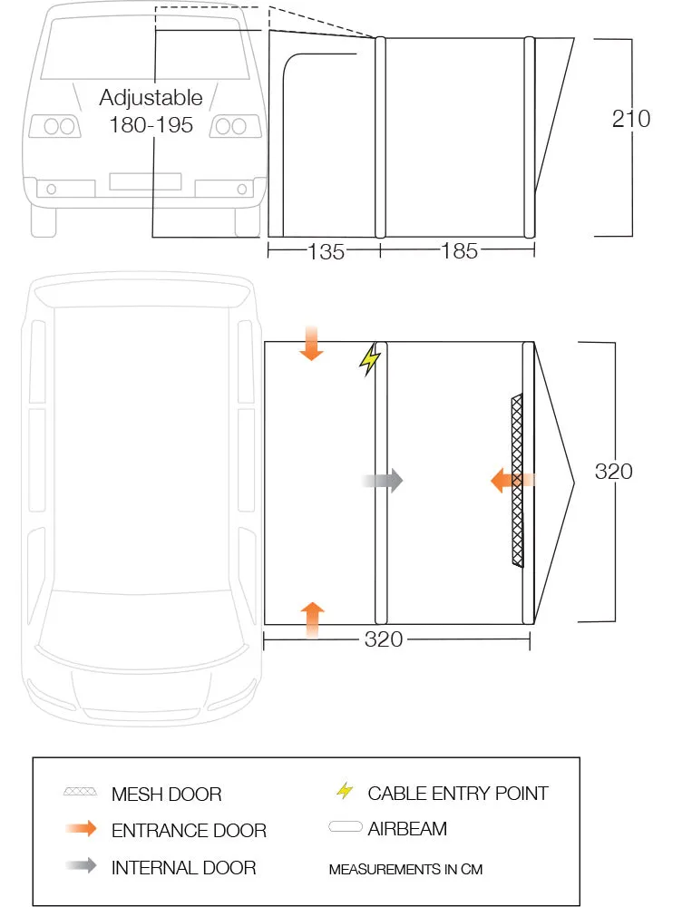 Vango Tolga Air VW Drive Away Awning - Blue