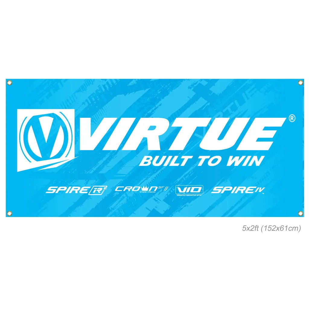 Virtue Built To Win Fabric Banner - 5x2 Feet - Cyan