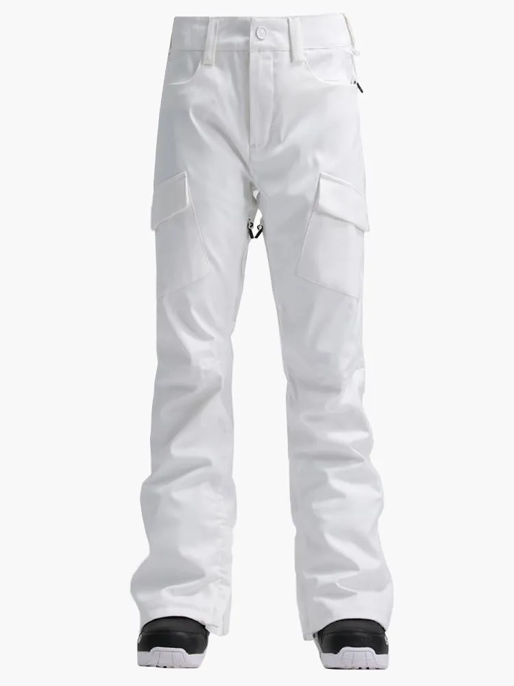 White warm waterproof elastic women's ski pants / snow pants